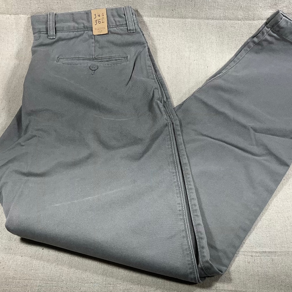 J Crew Broken In Pants Mens 34x36 Gray Classic Fit Cotton Straight Casual Chino